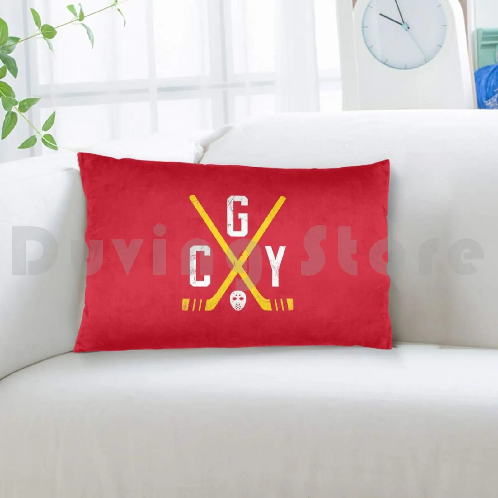 Cgy Retro Sticks-غطاء وسادة أحمر مقاس 20 * 30 بوصة كندا كالغاري كندا عتيق هوكي ريترو