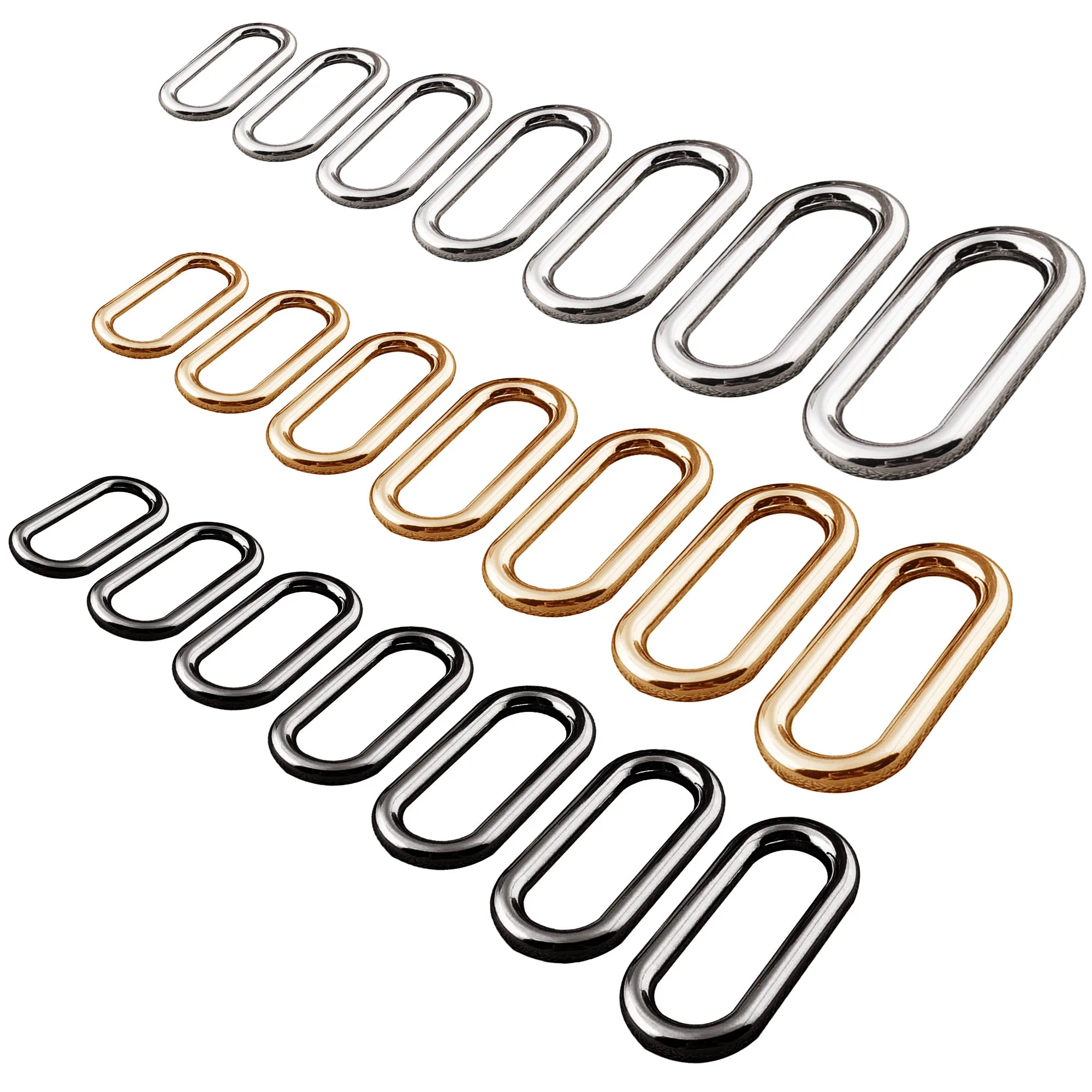 10 PCS Silver/Gold/Gunmetal Rectangle Rings,Square Rectangular Wire Loops Bag Rings,Webbing Purse Handbag Making Hardware