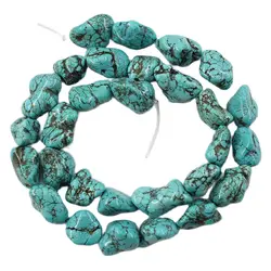 APDGG Natural Stone Smooth Freedom Blue Turquoise Nugget Loose Beads 16