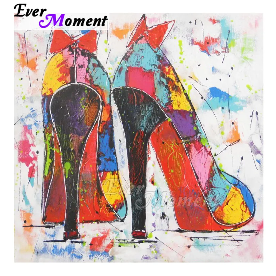 

Ever Moment Diamond Painting Handmade Colorful High Heeled Shoes Full Square 5D DIY Diamond Embroidery Cross Stitch ASF1829