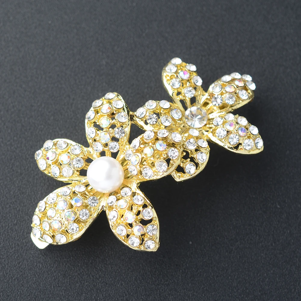 58X34mm 18K Gold-Plated Flower PatternHairpin Making For Jewelry Hair Accessories Accessories