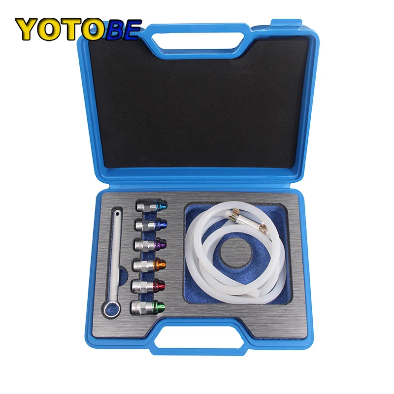 8pcs Brake Bleeder Hose Set Wrench 7/8/9/10/11/12mm and 1.2mm Silicon Hose Check Valve Set 6 Point