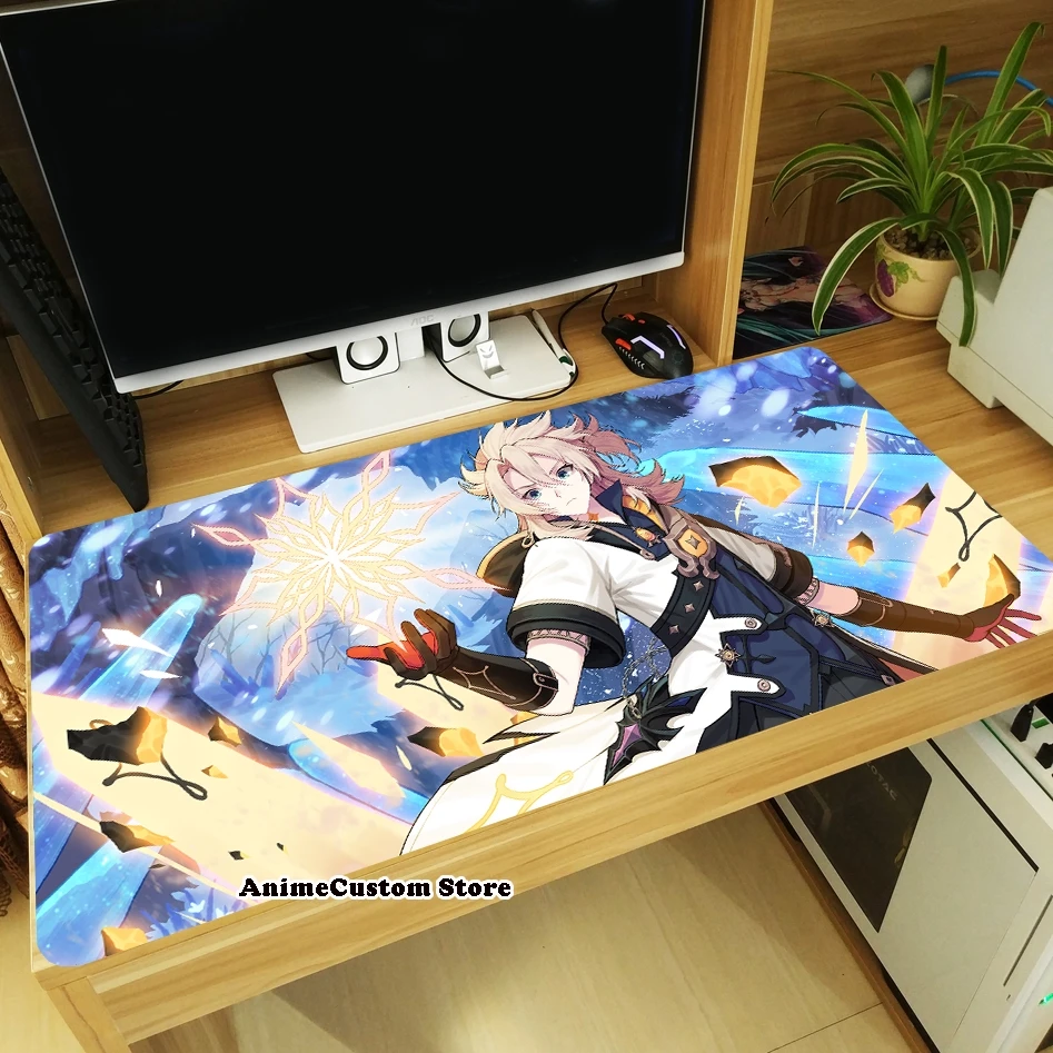 Anime Genshin Impact Albedo Cosplay Large Thicken Mouse Pad Laptop Gaming Mice Mat Tabletop Keyboard Mat Anti-Slip Playmat Otaku