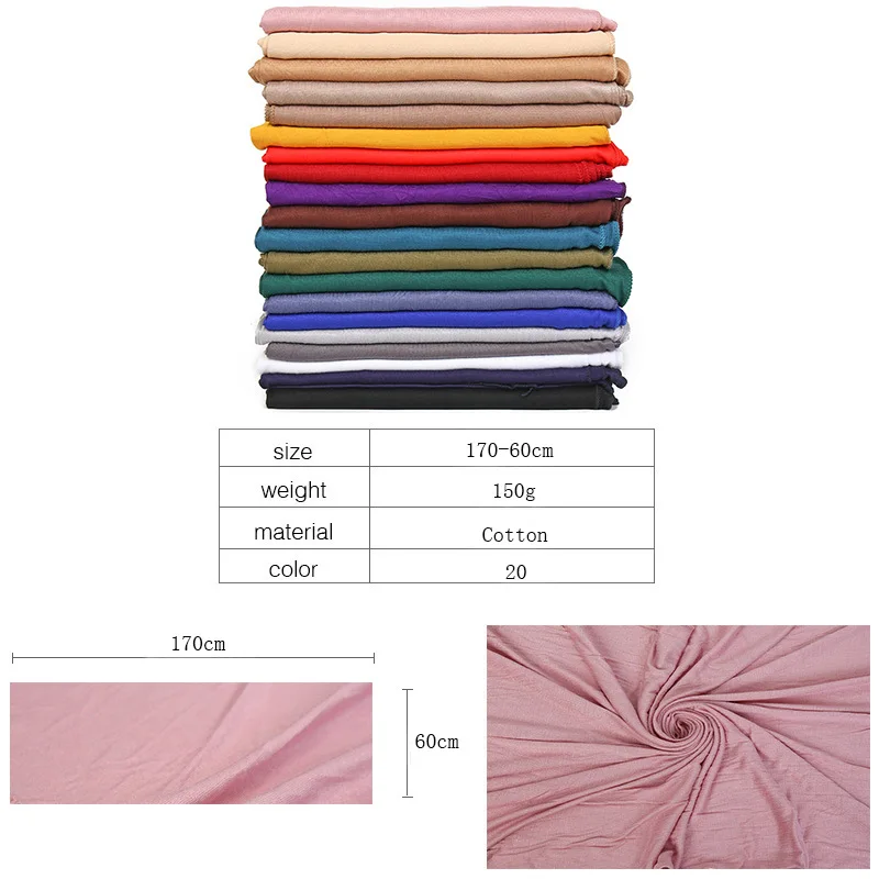 Modal Cotton Jersey Hijab Scarf For Muslim Women Shawl Stretchy Easy Plain Hijabs Scarves Headscarf African Woman Turban Ramadan