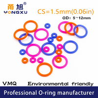 50PCS/Lot Colorful Silicon Rubber O-Ring Silicone/VMQ Thickness CS1.5mm OD5/6/7/8/9/10/11/12*1.5mm Seal Rubber Gasket Ring.-.
