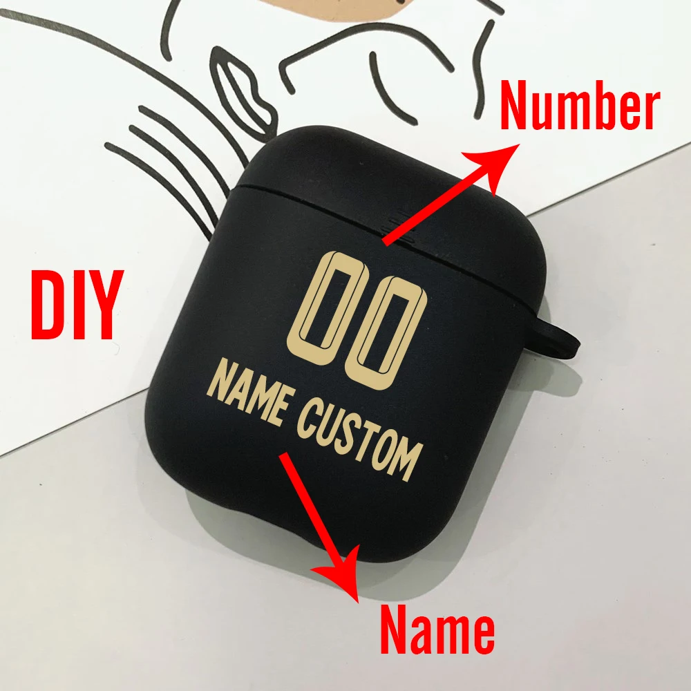 كرة القدم كرة القدم اسم رقم جيرسي حافظة مخصصة لابل Airpods 1 2 3 غطاء سيليكون ناعم حافظة شخصية ل Airpods Pro