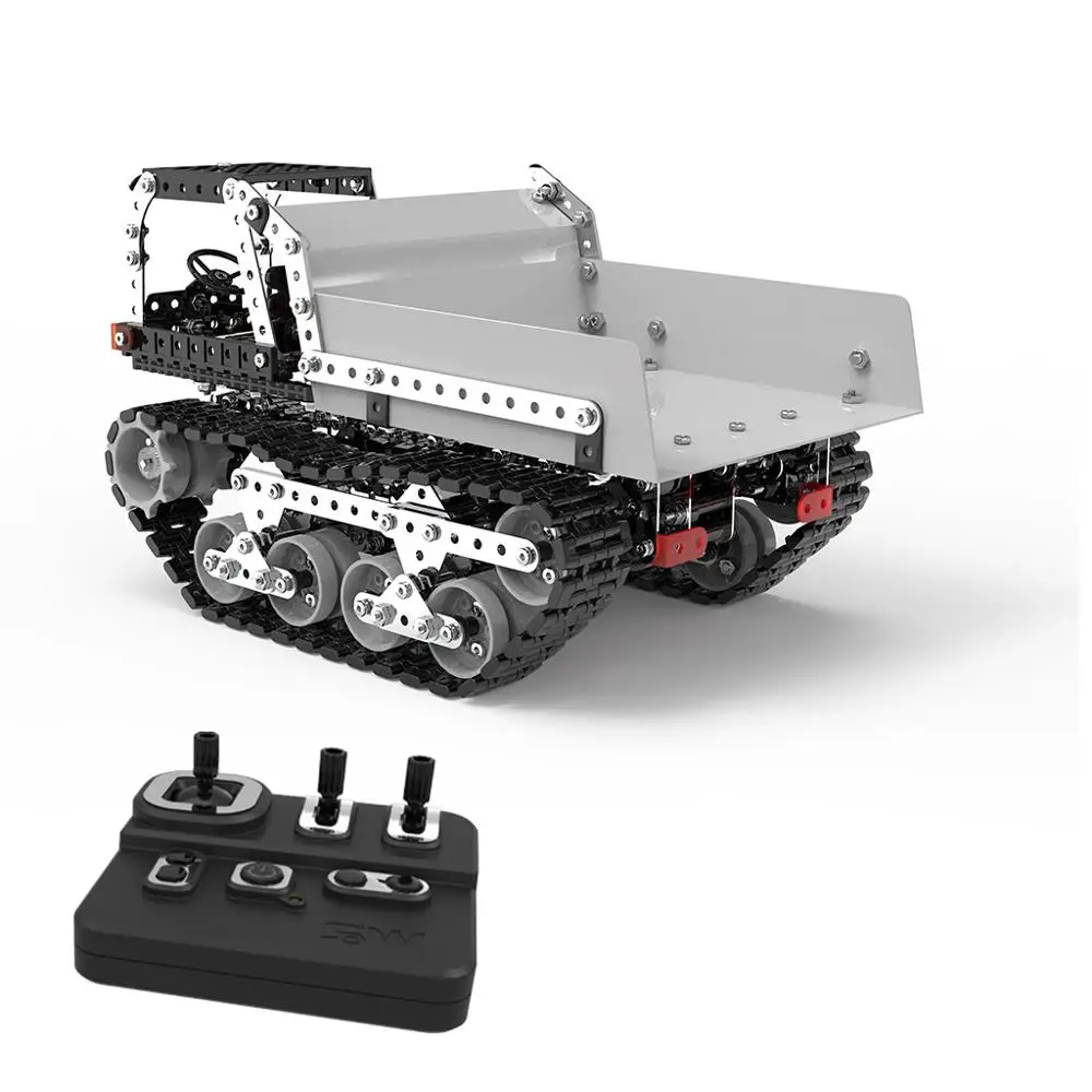 DIY Edelstahl zusammengebaut SW (RC) 007 Kettenfernbedienung Muldenkipper 2,4 G 10 Kanäle Puzzle Bausteinspielzeug für Kinder