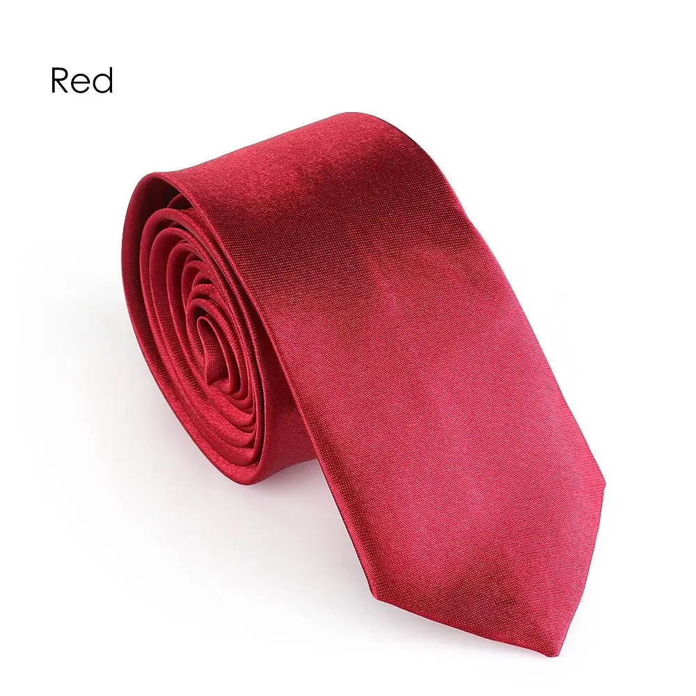 Slim Neck Plain Solid Silk wedding Necktie Tie