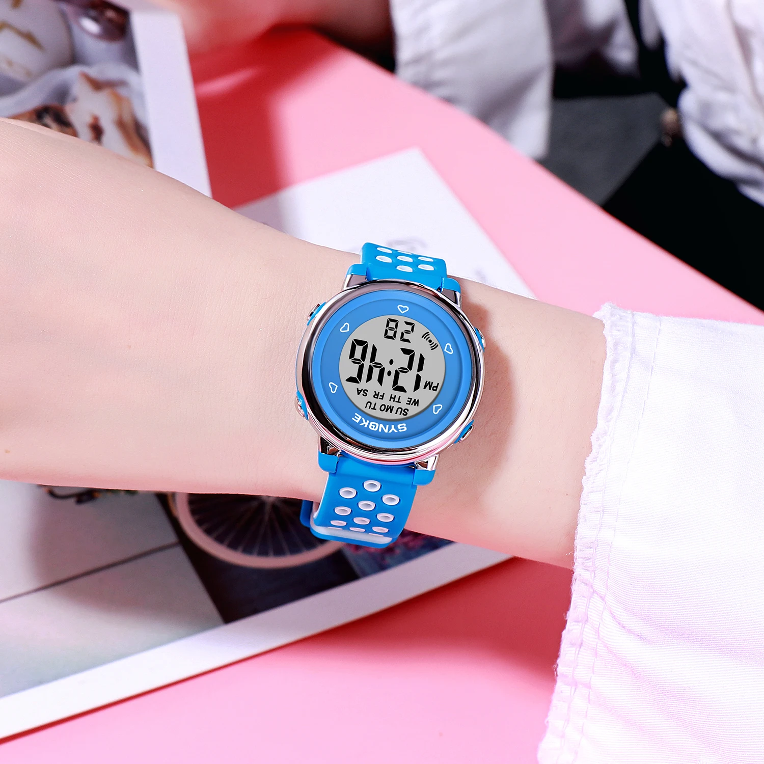 SYNOKE Kids Watch Fashion Waterproof Colorful LED Alarm Clock Multifunction Children Digital Watches for Students Relojes