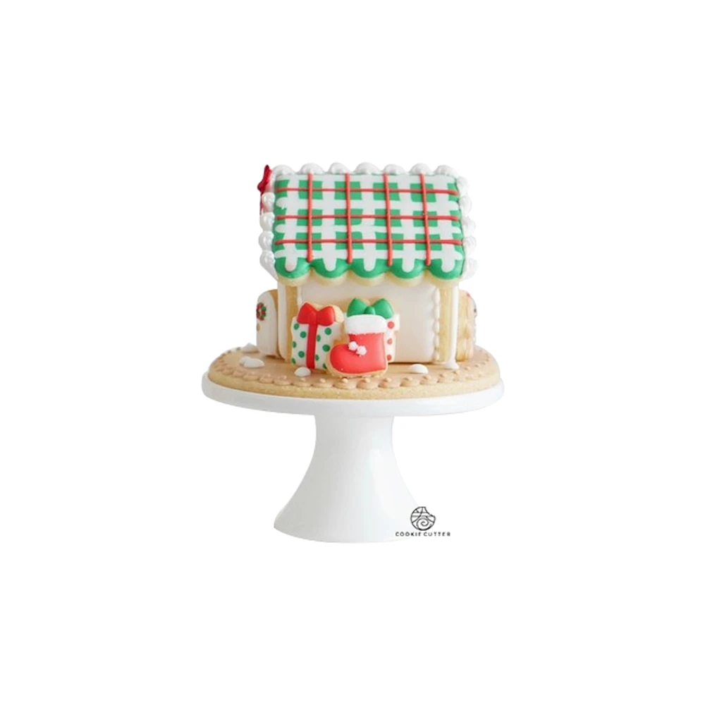 Christmas Gingerbread House Mould DIY Biscuit Mold Plastic Cookie Cutter Fondant Cutter Pastry Cake Sugar Craft Baking Tools