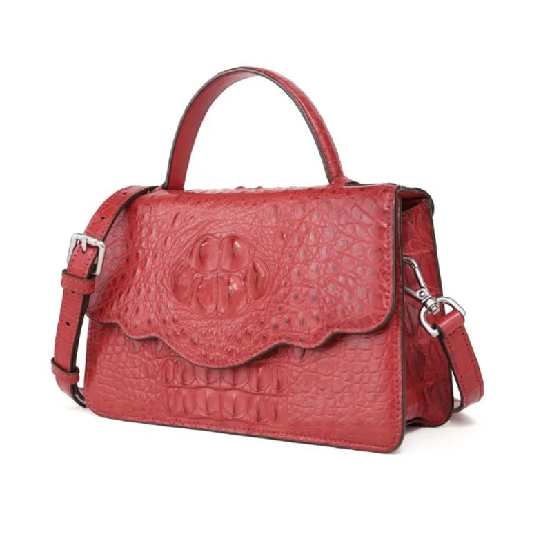 hongzhiyan new casual genuine crocodile leather female bag is small square bag with pure color crocodile skin women handbag