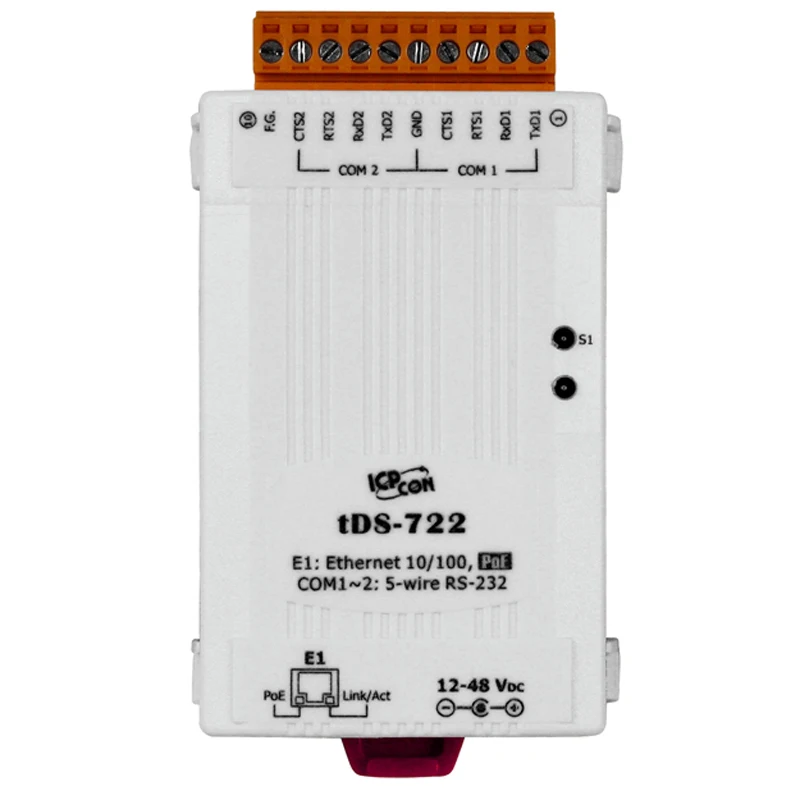 New Original Spot Photo For tDS-722 CR Mini Ethernet Device Server 1 Ethernet Port POE, 2 232