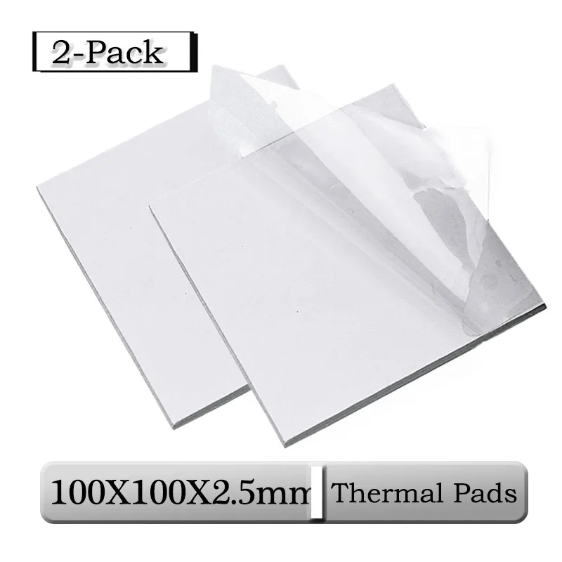 

2 tablets Gdstime 100mmx100mmx2.5mm 2.5mm Thickness White CPU Heatsink Pad 100x2.5mm Conductive Silicone Thermal Pads