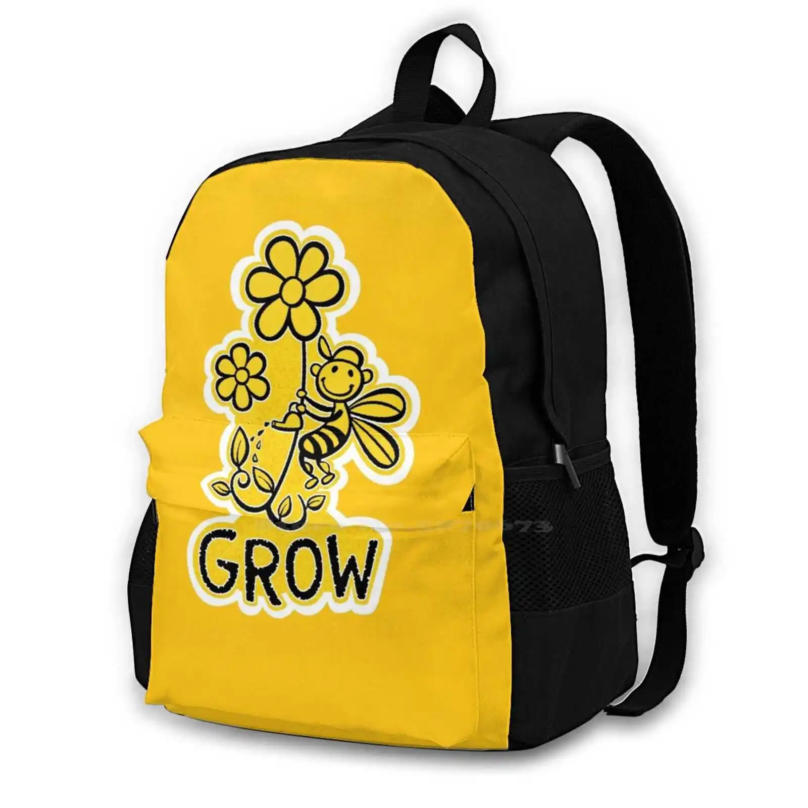 Beesty Grow-For Fashion Travel Laptop School Backpack Bag Ken Rinkel Beesty Grow Rinkel Bee Flower Water Watering Can Happy