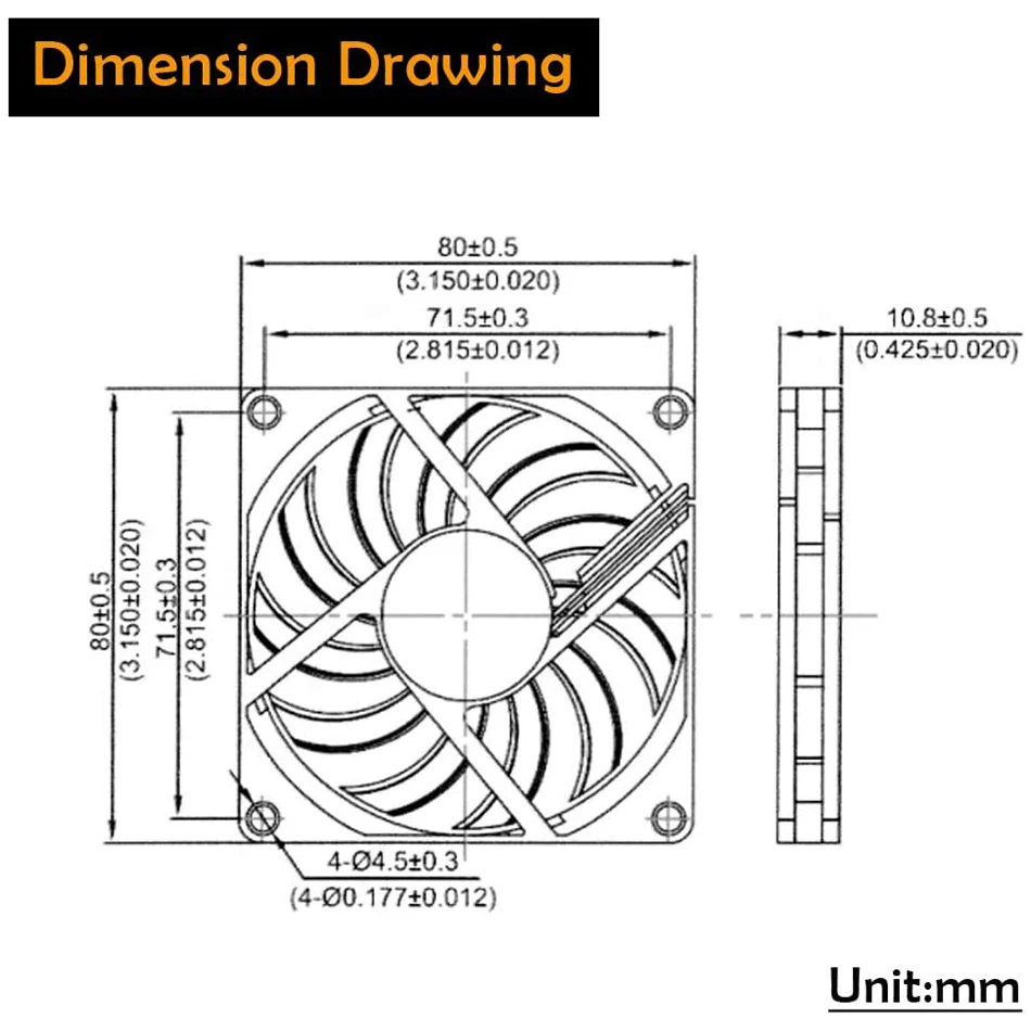 Brushless Cooling Fan 8010 Cooling Fan 5V 12V 24V 2 Pin 80x80x10mm Pc Computer CPU System Heatsink