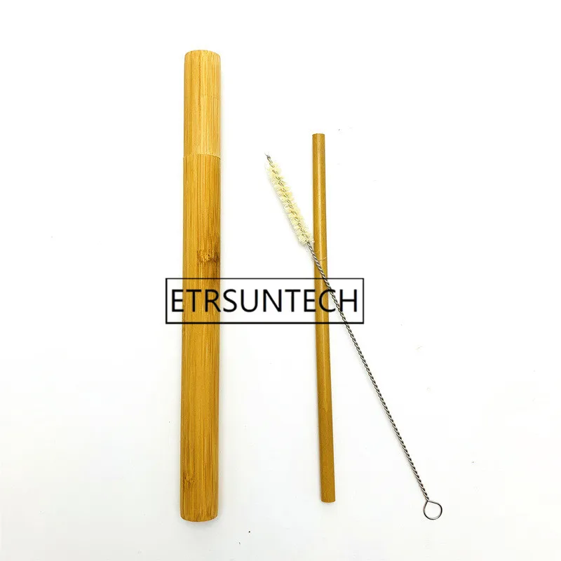 50sets Natural Bamboo Drinking Straw Travelling Set Straws Cleaning Brush with Organic Bamboo Straw Tube Carrying Case