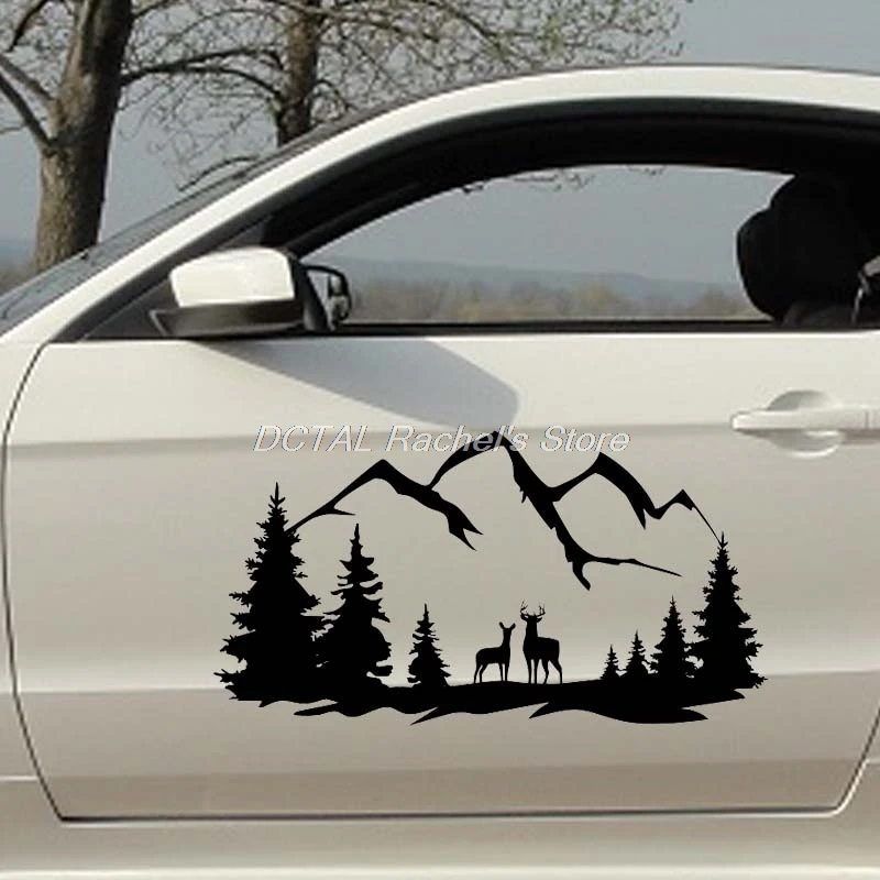 

Mountain Silhouette Sticker Deer Wall Decal Landscape Vinyl Sticker House Murals For Living Room Mordern Room Decoration