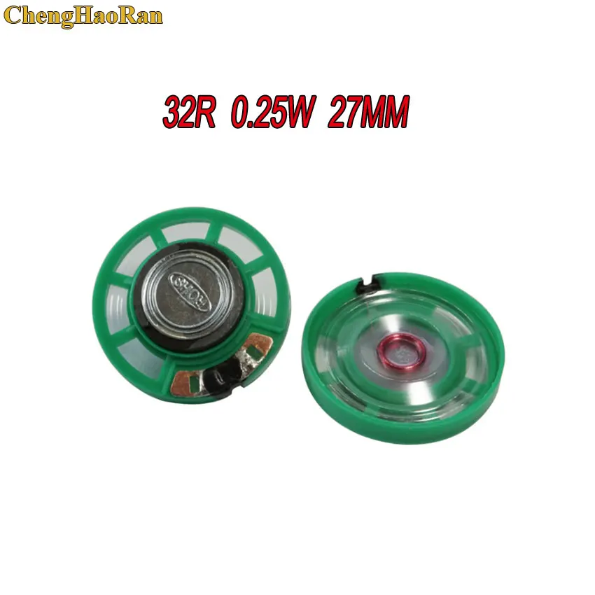 ChengHaoRan 5pcs New Green Ultra-thin Mini speaker 32 ohms 0.25 watt 0.25W 32R speaker Diameter 27MM 2.7CM thickness 9MM