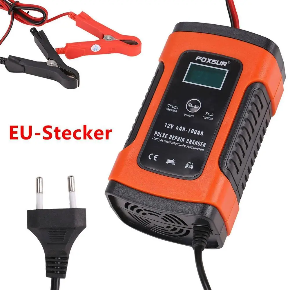 Coche y de la motocicleta cargador de la batería UPS 12V completa inteligente de reparación universal Tipo de cargador de batería LCD