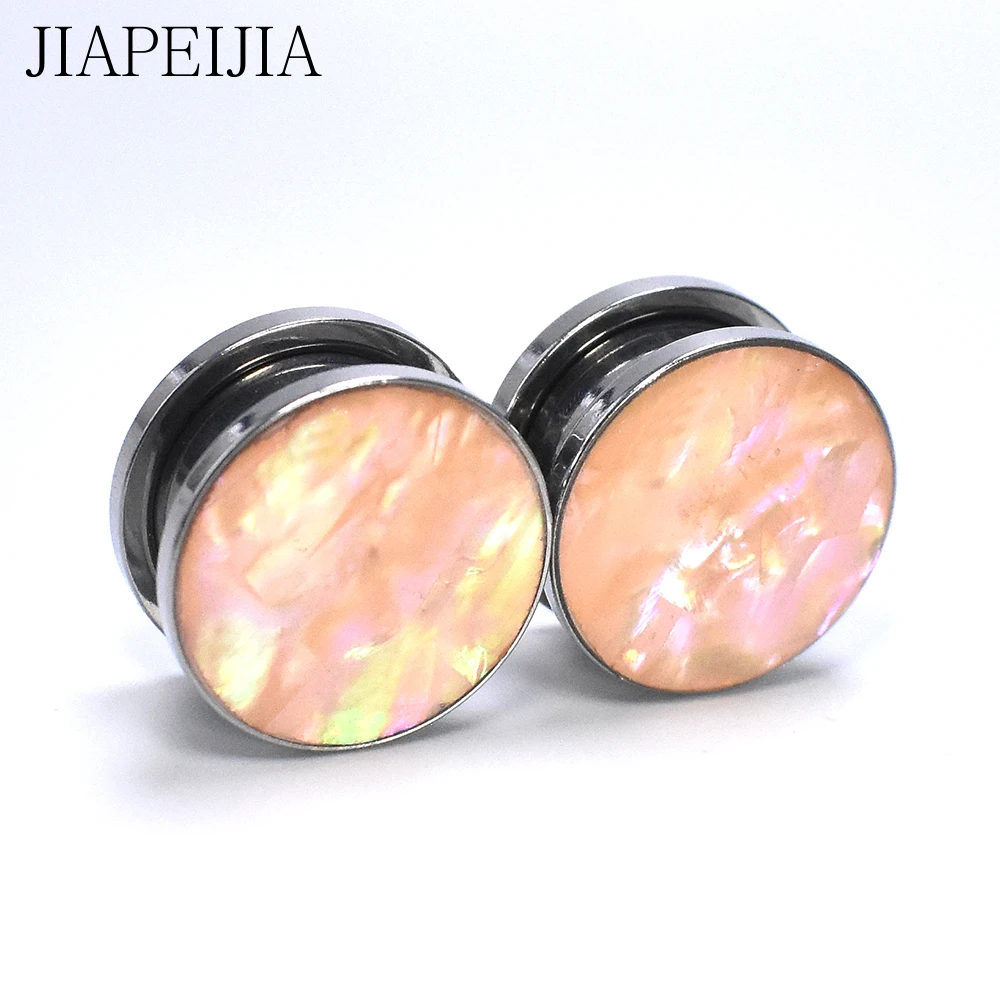 4-30mm Natural Shell Pattern Stainless Steel Ear Gauges Tunnels and Plug Ear Expander Stretching Body Jewelry