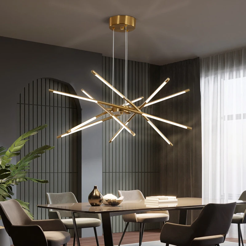 Nordic light chandellier Modern For Dining Room Kitchen LED black and gold chandelier Creative Simple Design suspension light