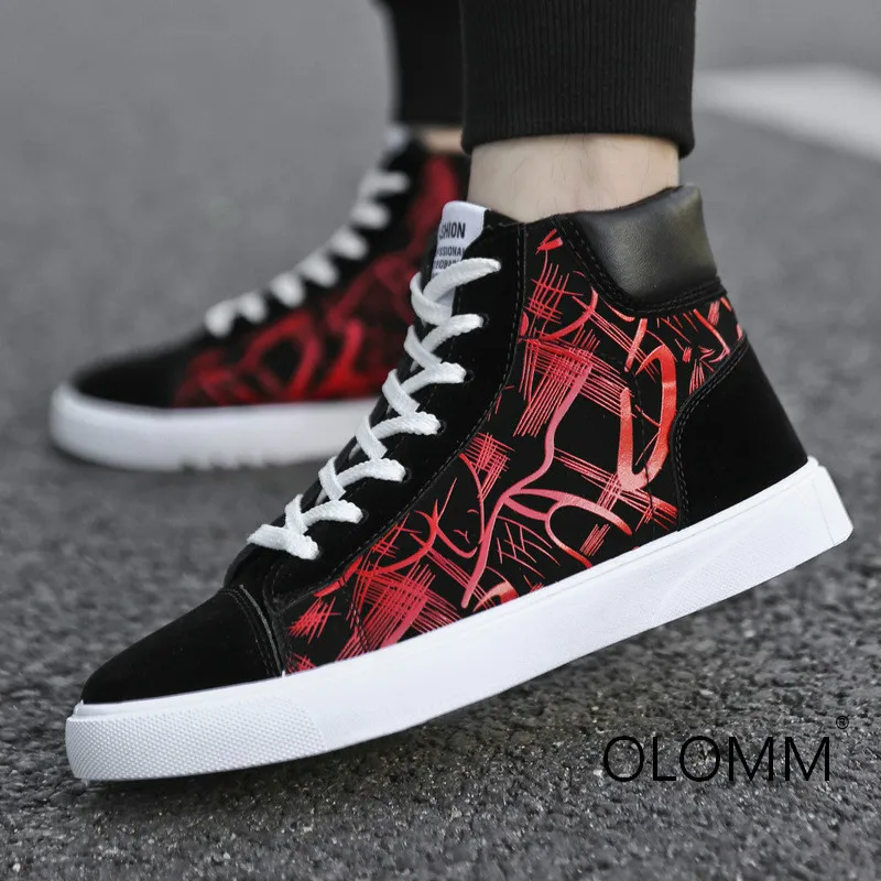 Autumn Student Canvas Male Casual Zapatos De Hombre Mens Shoes Casual Tenis Masculino Adulto Erkek Ayakkabi High Top Sneakers