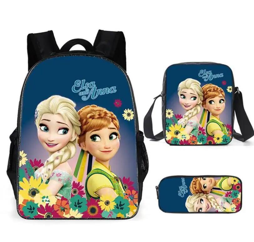 Girls Snow Queen School Bags Nylon Orthopedic Princess Elsa Backpacks for Primary Students Children Kids Schoolbags