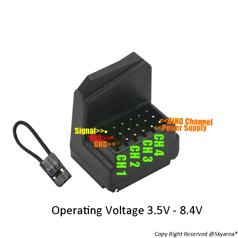 Mini 4 Channel Receiver Compatibe with Sanwa V1 V2 FH3 FH4 Surface For MT-4S/M12/M17/MT44