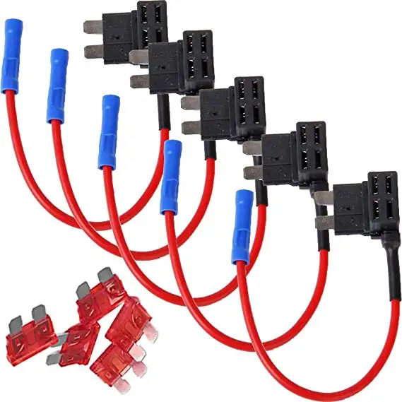 5-Pack 10A Add Circuit Standard Blade Fuse Boxe Holder ACU Piggy Back Tap