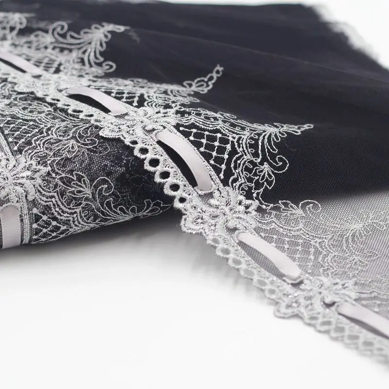 

10Yards Black Mesh Ribbon Trims Underwear Lace Trim Embroidered Fabric For Bra Underwear Sewing Decoration 21cm Width