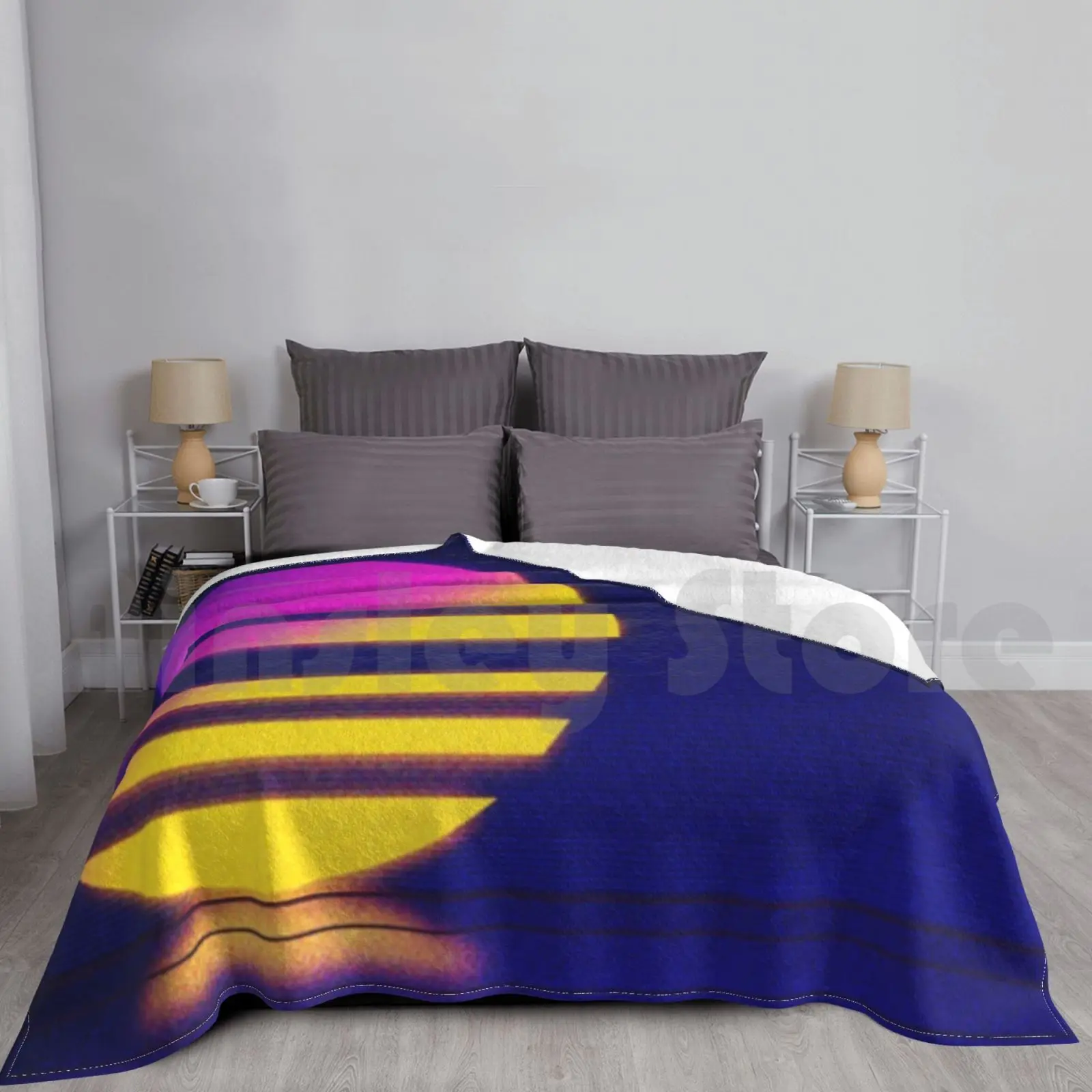 Retrowave Sun Blanket For Sofa Bed Travel Synthwave 80s Retro Sun Outrun Aesthetic Eighties Tecnho Retrowave