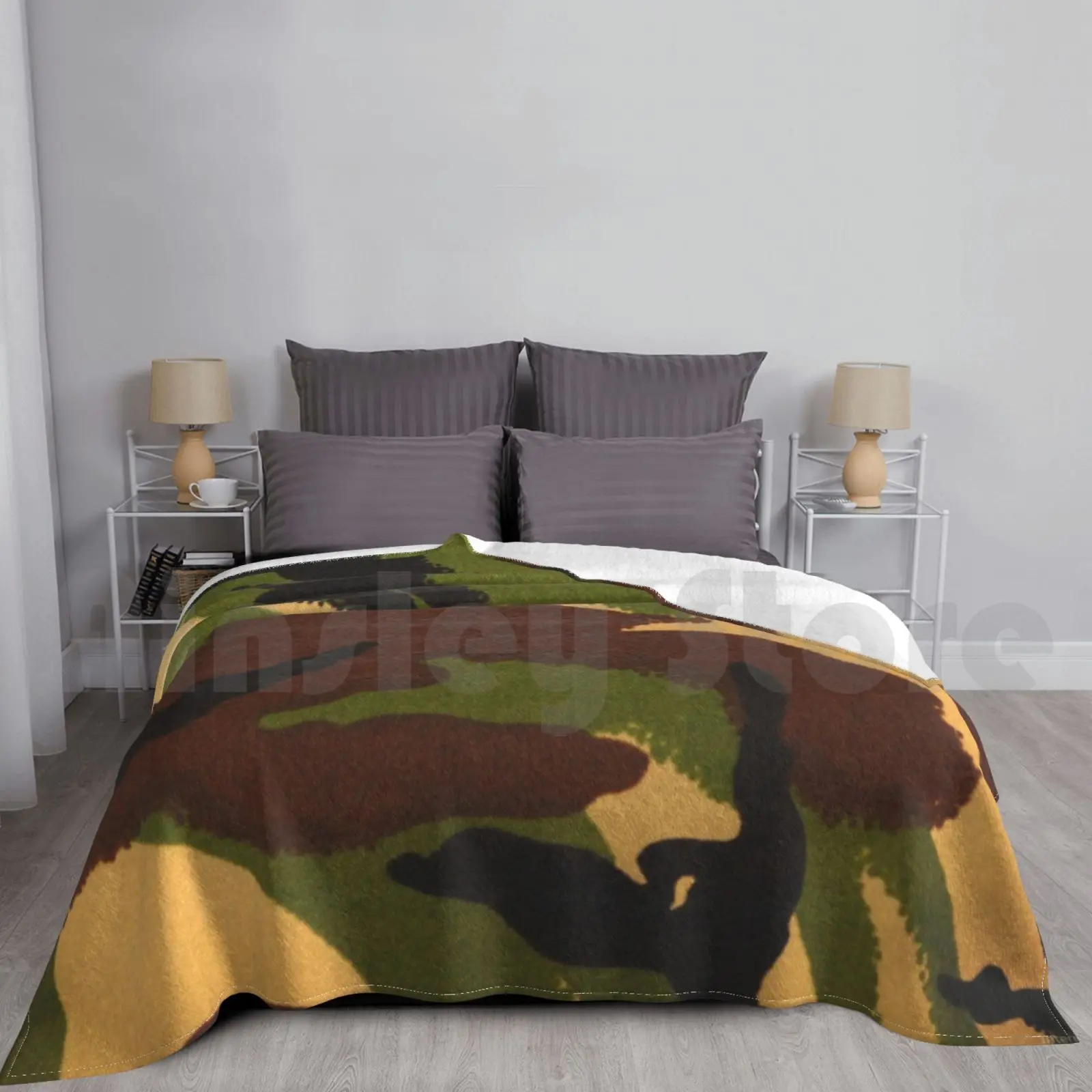 Camouflage Blanket For Sofa Bed Travel Camo Camouflage Brown Green Ochre Saffron Yellow Older Style Army