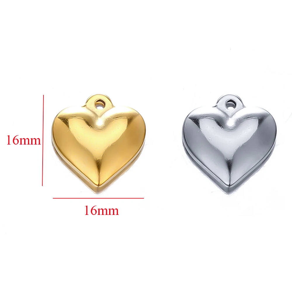 5pcs Stainless Steel  Heart Pendants Charms for DIY Jewelry Necklace Making Handmade Hip-hop Charms Findings Bulk Supplies