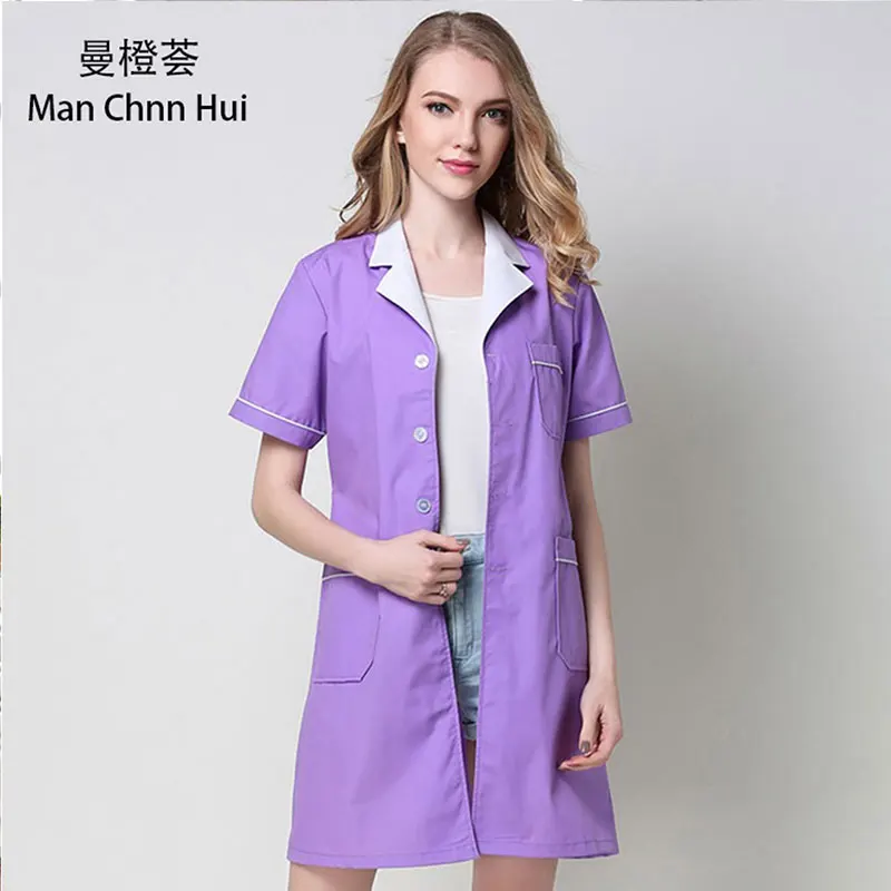 Korean ladies White coat laboratory Robe science lab coat beauty salonSlim Beautician Work clothes Beauty uniforms