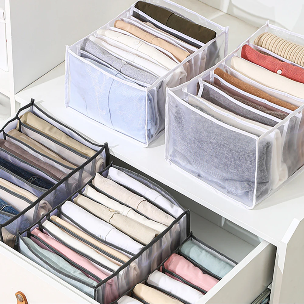 Clothes Storage Box Underwear Organizer Jeans Compartment Storage Box Closet Wardrobe Clothes Drawer Mesh Separation Home