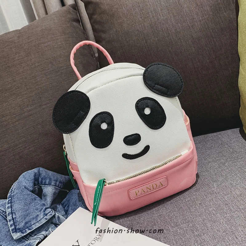 Ransel Anak Laki-laki Perempuan Tas Punggung PU Anak-anak Mini Tas Sekolah Modis Dekoratif Panda Kartun Lucu Di Taman Kanak-kanak