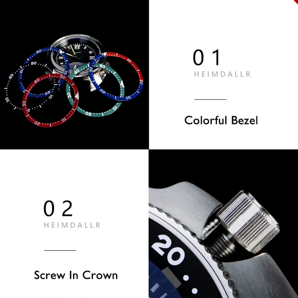 Heimdallr-メンズ腕時計,自動巻き,機械式,200m,防水,サファイアミラー,c3,スポーツ用