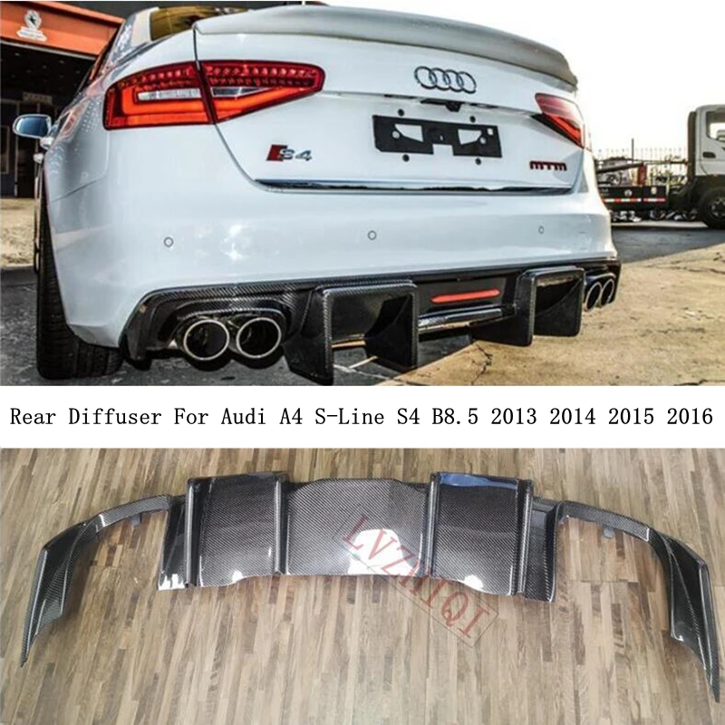 For Audi A4 SLine S4 B8.5 2013 2014 2015 2016 Real Carbon Fiber Rear Diffuser Lip Spoiler High Quality Bumper Auto Accessories