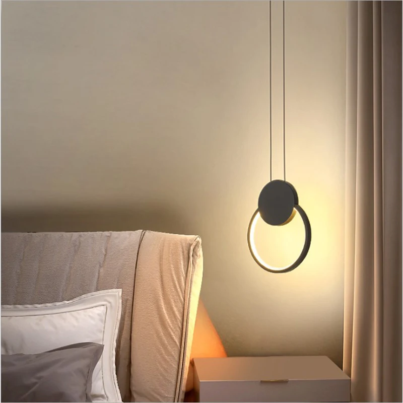 Nordic Round Ring Led Pendant Lights Bedside Bedroom Kitchen Fixture Hanging Lamps Home Decoration Accessories Interior Lighting