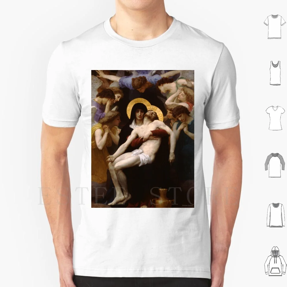 

Pieta Chiffon By William Adolphe Bouguereau ( 1825-1905 ) T Shirt DIY Big Size 100% Cotton Jesus Christ Christian Pieta Chiffon