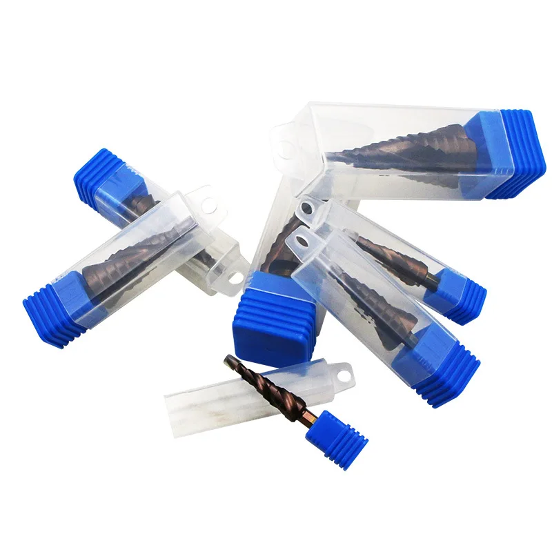 مثقاب خطوة M35 HSS-Cobalt 3-13/4-12/6-24/6-35 لقم حفر فولاذية عالية السرعة لولبية الأخدود مثلث عرقوب الفولاذ المقاوم للصدأ