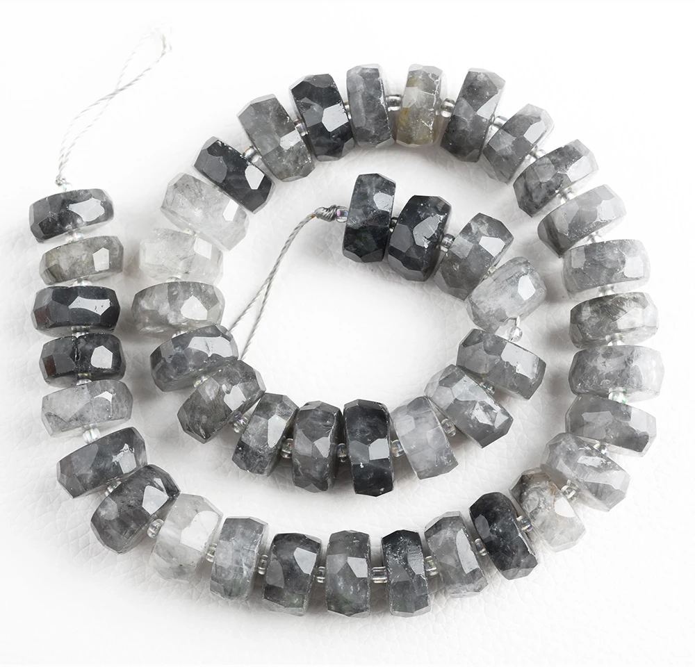 

Natural Cloudy Quartz Faceted Rondelle Nugget Beads 15.5" Strand