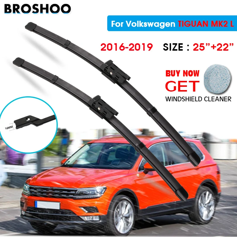 

Car Wiper Blade For Volkswagen TIGUAN MK2 L 25"+22" 2016-2019 Windscreen Windshield Wipers Blades Window Wash Fit push button