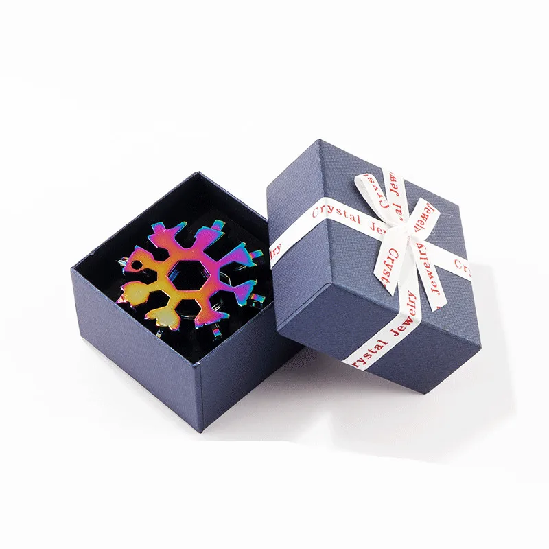 Clé Allen flocon de neige 18 en 1 avec boîte cadeau, combinaison d'outils, Portable avec porte-clés, outil pour la maison