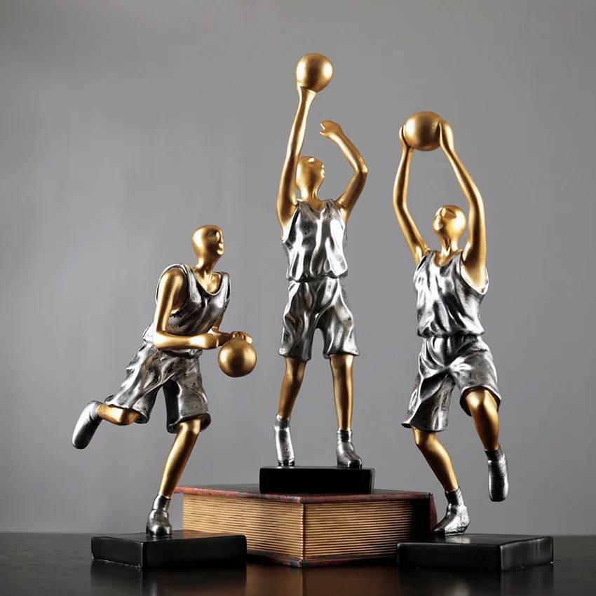 Resin Basketball Players Garden Figurines and Miniatures, Modern Furnishing Articles, Creative Home Decor Accessories, Fashion