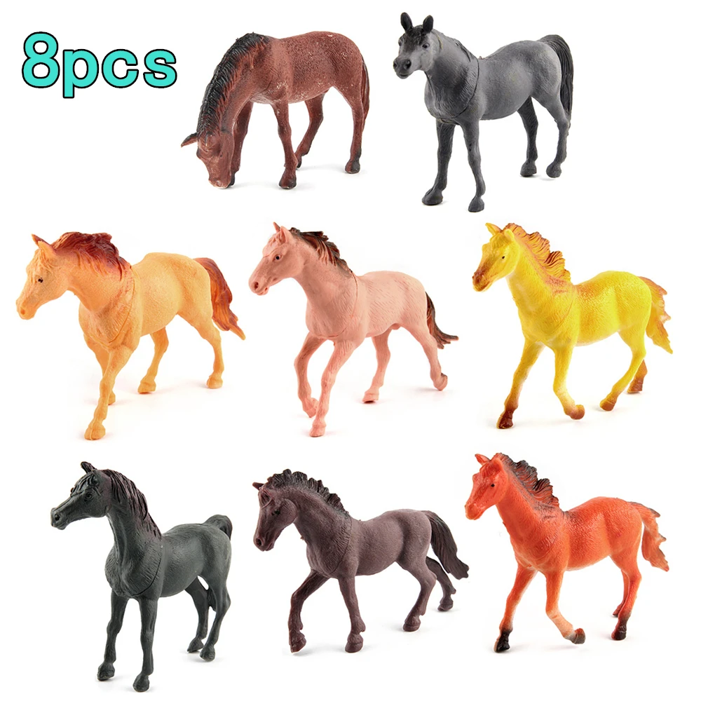 4-8 Pcs Large Plastic Horse Figures Toys Realistic Horse Figurines Pasture Pals Play Set Educational Playset for Kids Boys