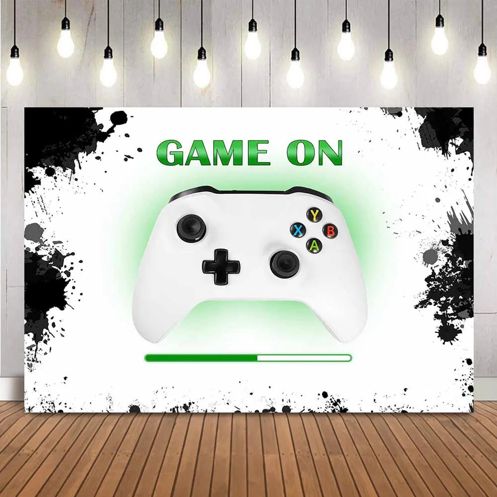 

Video Game On Backdrop for Boys Birthday Party Banner Gaming Background Baby Shower Decorations Kids Dessert Table Supplies