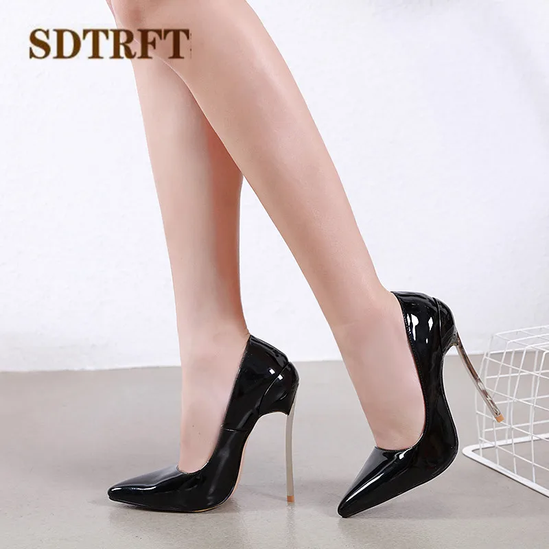 SDTRFT RED women shoes Crossdresser Pointed Toe Pumps 14cm Ultra High Metal thin heel Stiletto Office Lady\'s zapatos de mujer