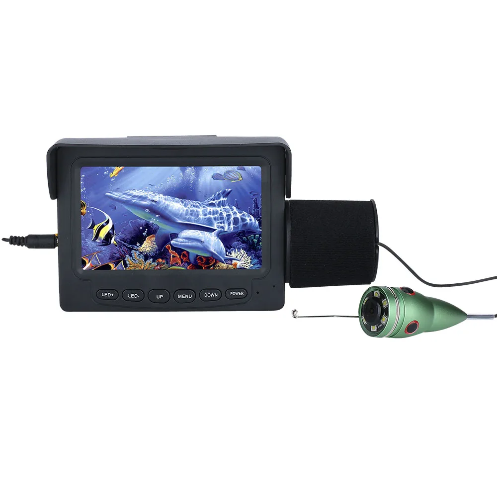 Imagem -02 - Câmera Subaquática da Pesca 15m 30m 1200tvl 4. Monitor de Polegadas Peças 1w Conduziu a Câmera da Visão Noturna para a Pesca do Mar do Gelo