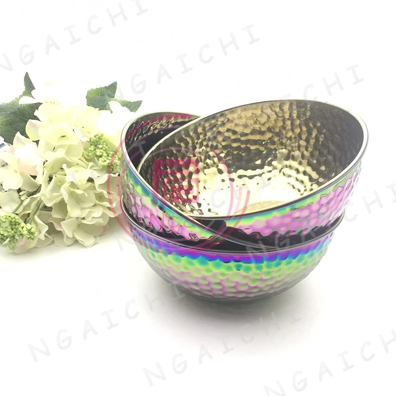 Ngaichi Rice Bowl Stainless Steel Salad Cup Bowl Oversize Bowl Food Container Irregularity Big Soup Bowl Tableware Lunch Box 1pc